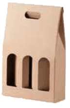 3 Bottle Gable Top Pack for wine wooden color